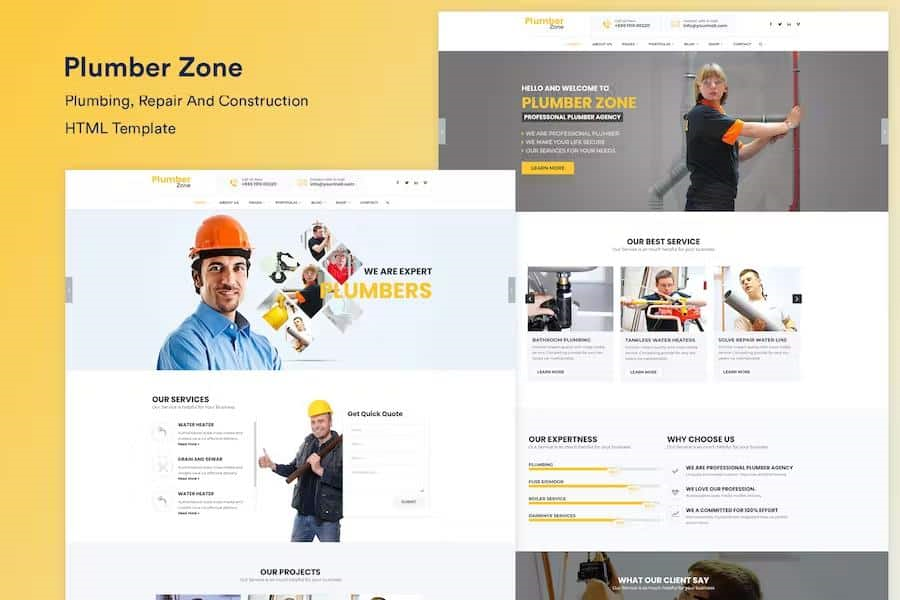 PLUMBER ZONE – PLUMBING, REPAIR & CONSTRUCTION HTML TEMPLATE